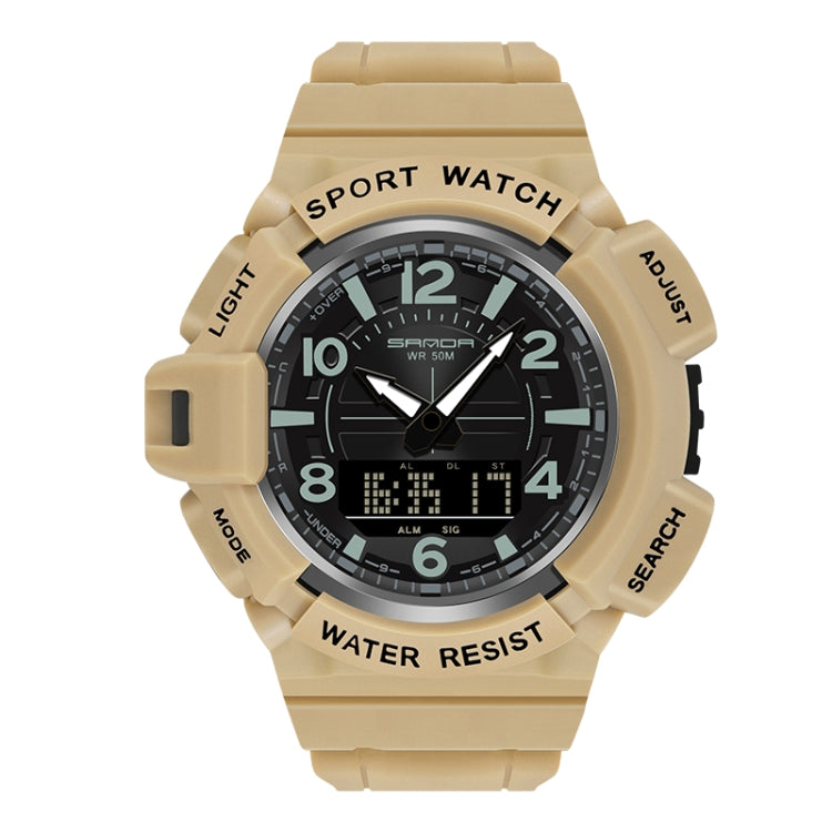 SANDA 3101 Dual Time Dispay Dial Luminous Timer Alarm Clock Electronic Watch for Men