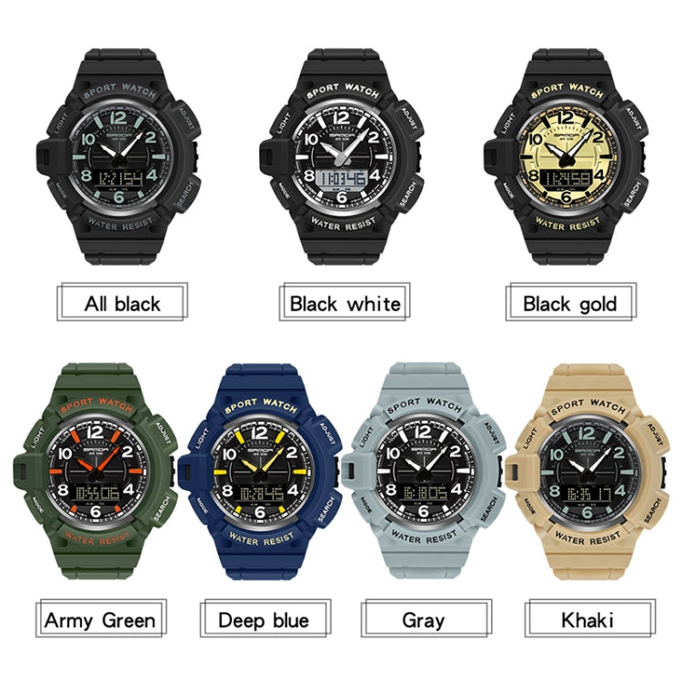 SANDA 3101 Dual Time Dispay Dial Luminous Timer Alarm Clock Electronic Watch for Men