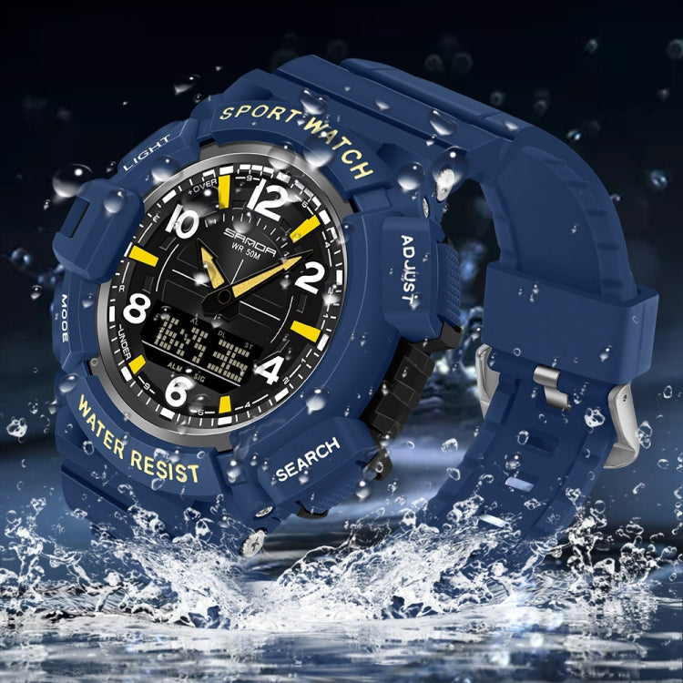 SANDA 3101 Dual Time Dispay Dial Luminous Timer Alarm Clock Electronic Watch for Men