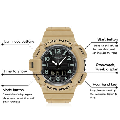 SANDA 3101 Dual Time Dispay Dial Luminous Timer Alarm Clock Electronic Watch for Men