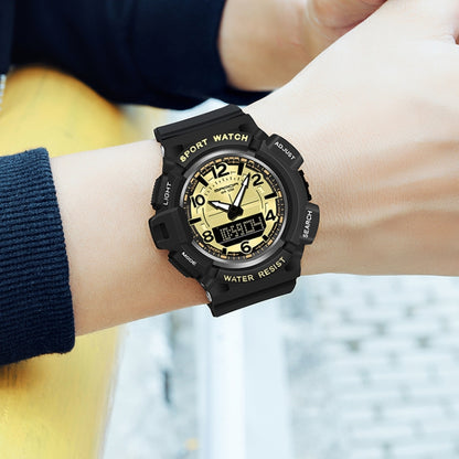 SANDA 3101 Dual Time Dispay Dial Luminous Timer Alarm Clock Electronic Watch for Men