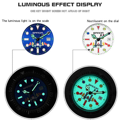 SANDA 6078 Fluorescent Calendar Dial Transparent Strap Quartz Watch for Women