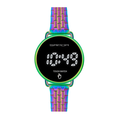 SANDA 8011 Touch Screen LED Digital Display Round Dial Electronic Watch for Men