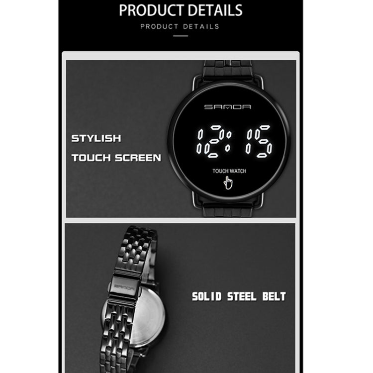 SANDA 8011 Touch Screen LED Digital Display Round Dial Electronic Watch for Men