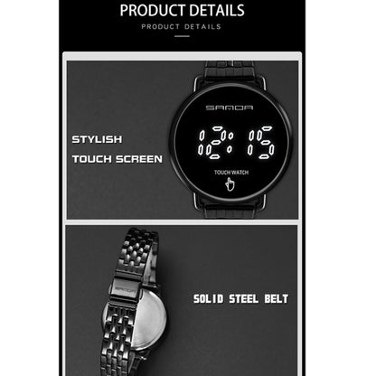 SANDA 8011 Touch Screen LED Digital Display Round Dial Electronic Watch for Men