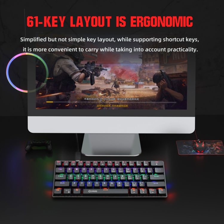 HXSJ V900 61 Keys Cool Lighting Effect Mechanical Wired Keyboard, Black, White