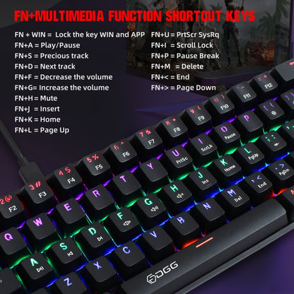 HXSJ V900 61 Keys Cool Lighting Effect Mechanical Wired Keyboard, Black, White