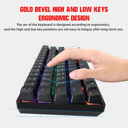 HXSJ V900 61 Keys Cool Lighting Effect Mechanical Wired Keyboard, Black, White