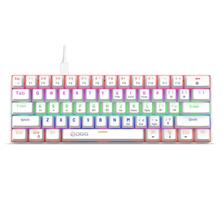 HXSJ V900 61 Keys Cool Lighting Effect Mechanical Wired Keyboard, Black, White