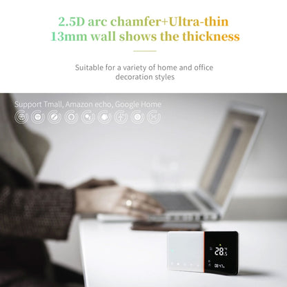 BHT-005-GALW 220V AC 3A Smart Home Heating Thermostat for EU Box, Control Water Heating with Only Internal Sensor & WIFI Connection, BHT-005-GALW