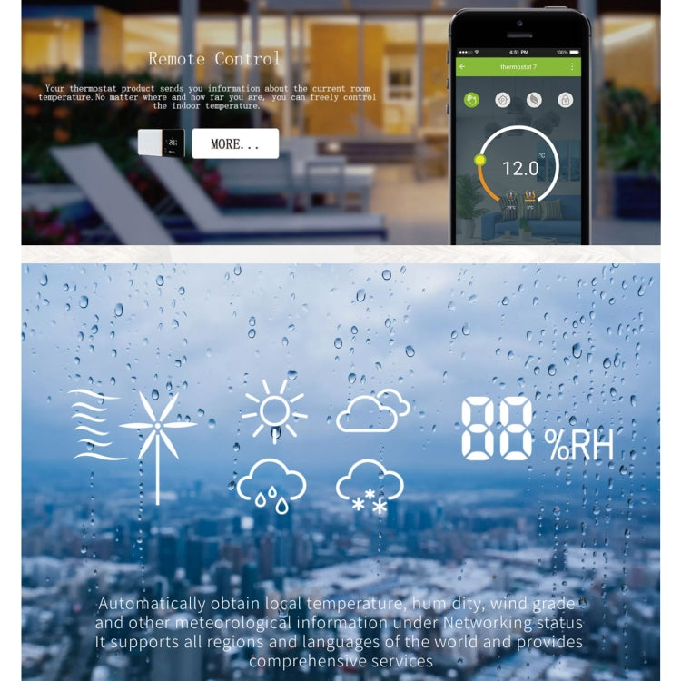 BHT-005-GB 220V AC 16A Smart Home Heating Thermostat for EU Box, Control Electric Heating with Only Internal Sensor, BHT-005-GB