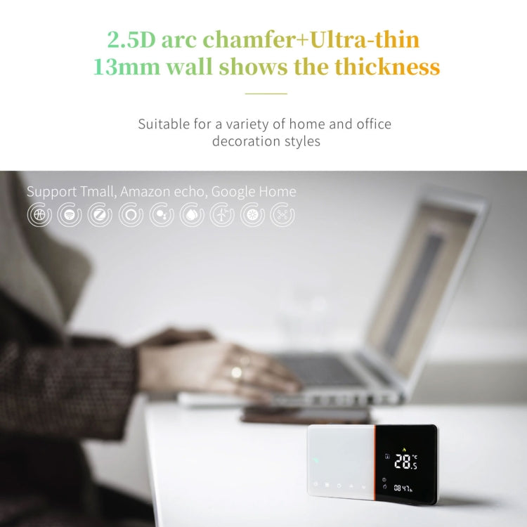 BHT-005-GBLW 220V AC 16A Smart Home Heating Thermostat for EU Box, Control Electric Heating with Only Internal Sensor & WIFI Connection, BHT-005-GBLW