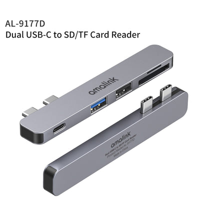amalink 9177D Dual Type-C / USB-C to SD/TF Card Reader, 9177D