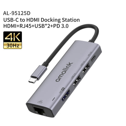 amalink 95125D Type-C / USB-C to HDMI + RJ45 + 2 Ports USB + PD 3.0 Multi-function HUB, 95125D