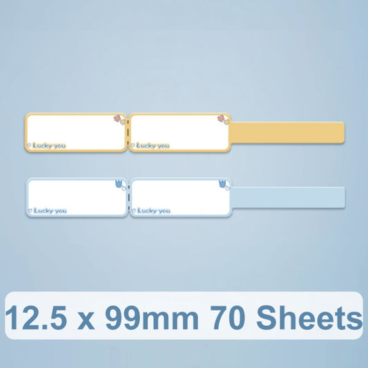 Thermal Label Data Cable Sort Stickers For NiiMbot D101 / D11, 12.5 x 99mm 70 Sheets Lucky You, 12.5 x 99mm 70 Sheets Mint Green, 12.5 x 99mm 70 Sheets Cyan Cloud