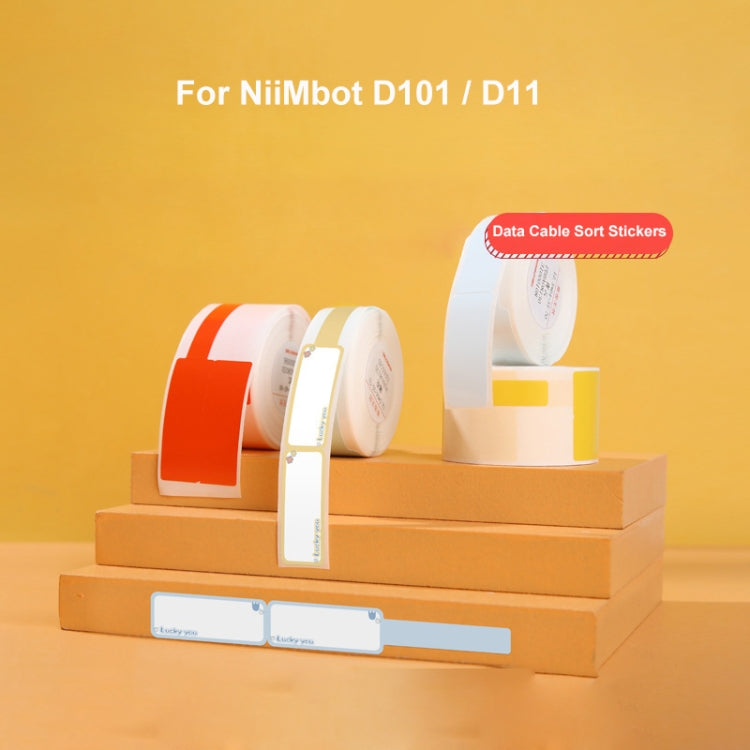 Thermal Label Data Cable Sort Stickers For NiiMbot D101 / D11, 12.5 x 99mm 70 Sheets Lucky You, 12.5 x 99mm 70 Sheets Mint Green, 12.5 x 99mm 70 Sheets Cyan Cloud