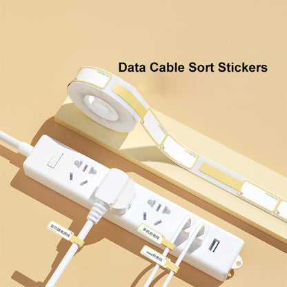 Thermal Label Data Cable Sort Stickers For NiiMbot D101 / D11, 12.5 x 99mm 70 Sheets Lucky You, 12.5 x 99mm 70 Sheets Mint Green, 12.5 x 99mm 70 Sheets Cyan Cloud