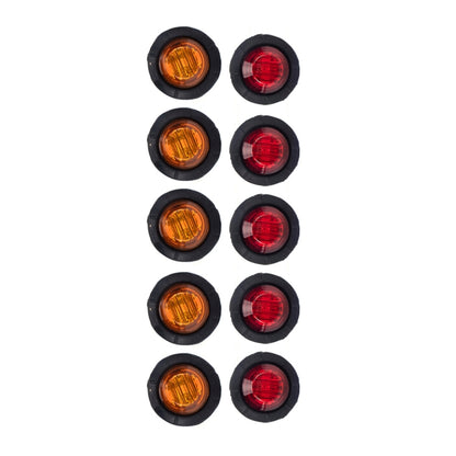 10 in 1 Truck Trailer LED Round Side Marker Lamp, A5010 Red Light, A5011 Amber Light, A5012 White Light, A5013 Red + Amber Light
