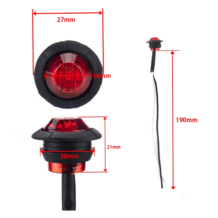 15 in 1 Red + Amber + White Light Truck Trailer LED Round Side Marker Lamp, A5015