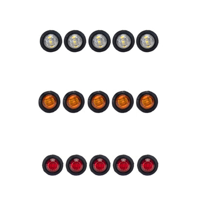15 in 1 Red + Amber + White Light Truck Trailer LED Round Side Marker Lamp, A5015