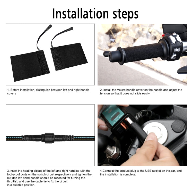 ZH-974D1 3-level Temperature Control Motorcycle Hook and Loop Fastener Intelligent Heated Grip, ZH-974D1