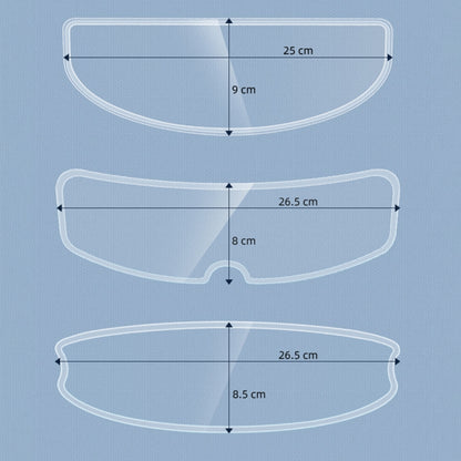 Visor Anti-fog PC Shield Helmet Lens Film, 26.5 x 8.5cm, 26.5 x 8.0cm, 25.0 x 9.0cm