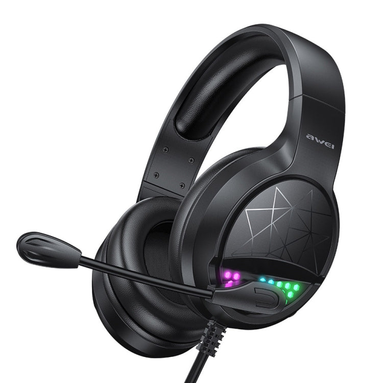 awei GM-3 USB + 3.5mm Ambient Light Gaming Wired Headset with Microphone, GM-3