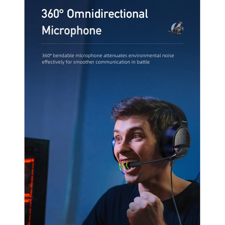 awei GM-3 USB + 3.5mm Ambient Light Gaming Wired Headset with Microphone, GM-3