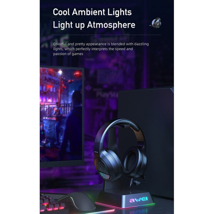 awei GM-3 USB + 3.5mm Ambient Light Gaming Wired Headset with Microphone, GM-3