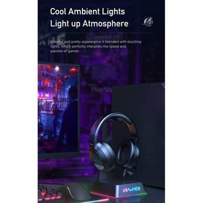 awei GM-3 USB + 3.5mm Ambient Light Gaming Wired Headset with Microphone, GM-3