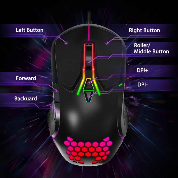 ONIKUMA CW902 RGB Lighting Wired Mouse, CW902 Wired Mouse(Black)