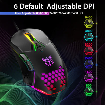 ONIKUMA CW902 RGB Lighting Wired Mouse, CW902 Wired Mouse(Black)