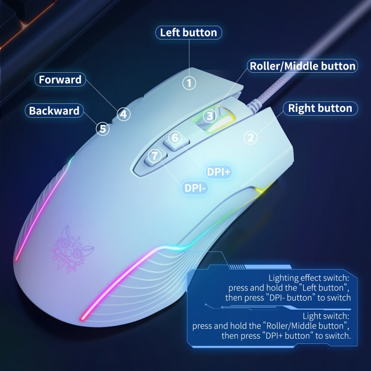 ONIKUMA CW905 RGB Lighting Wired Mouse, CW905 Wired Mouse(White), CW905 Wired Mouse(Pink), CW905 Wired Mouse(Black)