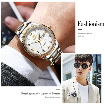 OLEVS 5565 Men Fashion Waterproof Stainless Steel Strap Diamond Quartz Watch