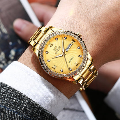 OLEVS 5565 Men Fashion Waterproof Stainless Steel Strap Diamond Quartz Watch