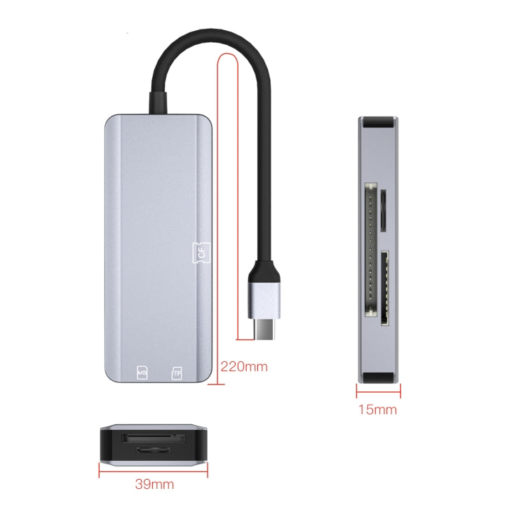 NK-3044 5 in 1 USB-C / Type-C to MS / M2 / CF / TF / SD Card Slots Adapter, NK-3044