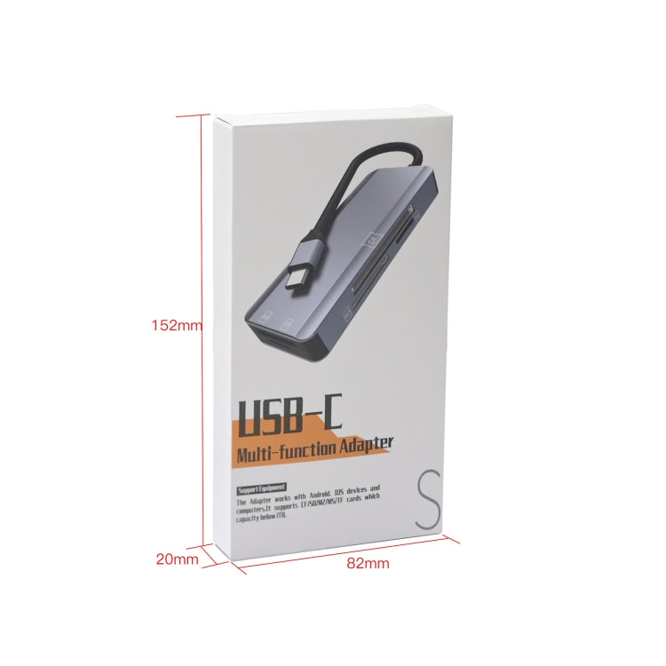 NK-3044 5 in 1 USB-C / Type-C to MS / M2 / CF / TF / SD Card Slots Adapter, NK-3044