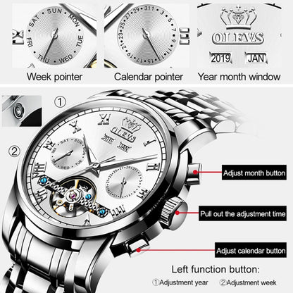 OLEVS 6607 Multi-function Men Big Flywheel Automatic Waterproof Mechanical Watch