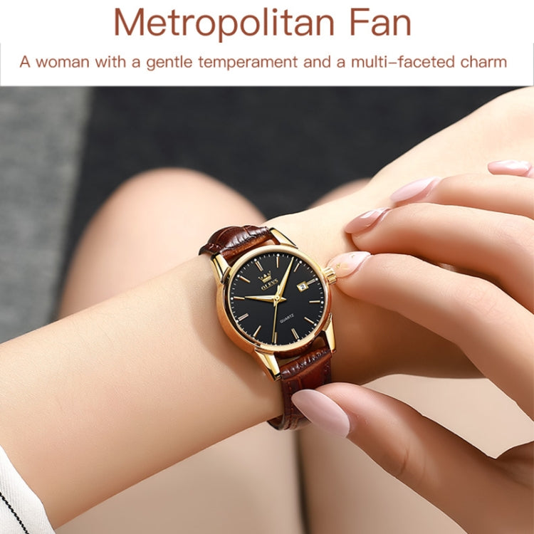 OLEVS 6898 Women Fashion Waterproof Dual Calendar Quartz Watch