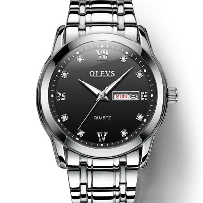 OLEVS 8691 Men Business Luminous Dual Calendar Design Waterproof Quartz Watch, OLEVS 8691 Quartz Watch (Black)