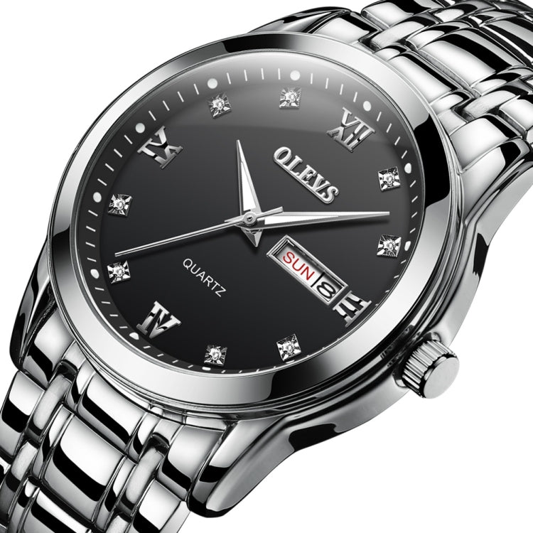 OLEVS 8691 Men Business Luminous Dual Calendar Design Waterproof Quartz Watch, OLEVS 8691 Quartz Watch (Black)