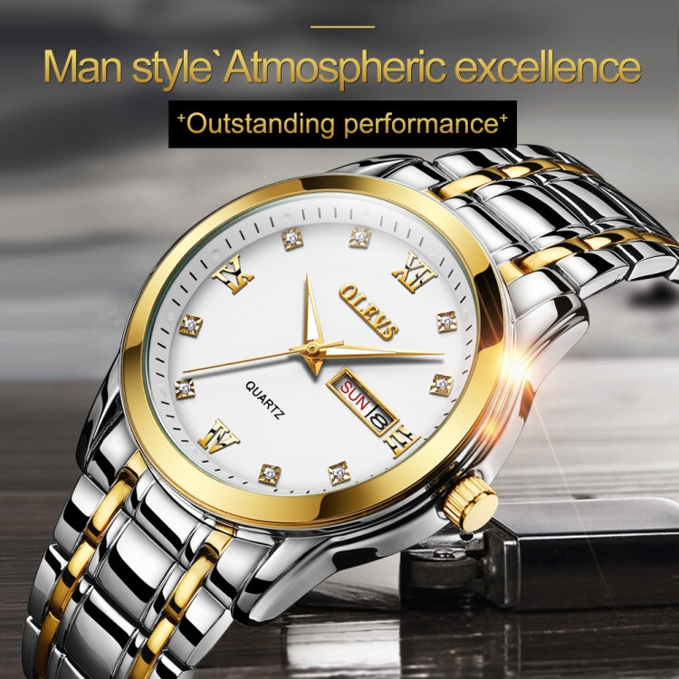 OLEVS 8691 Men Business Luminous Dual Calendar Design Waterproof Quartz Watch, OLEVS 8691 Quartz Watch (Black)