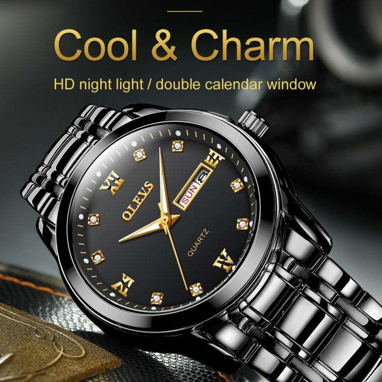 OLEVS 8691 Men Business Luminous Dual Calendar Design Waterproof Quartz Watch, OLEVS 8691 Quartz Watch (Black)