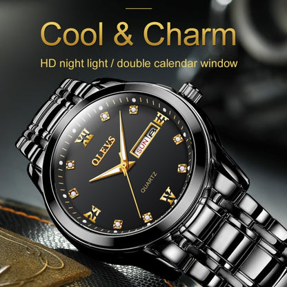 OLEVS 8691 Men Business Luminous Dual Calendar Design Waterproof Quartz Watch, OLEVS 8691 Quartz Watch (Black)