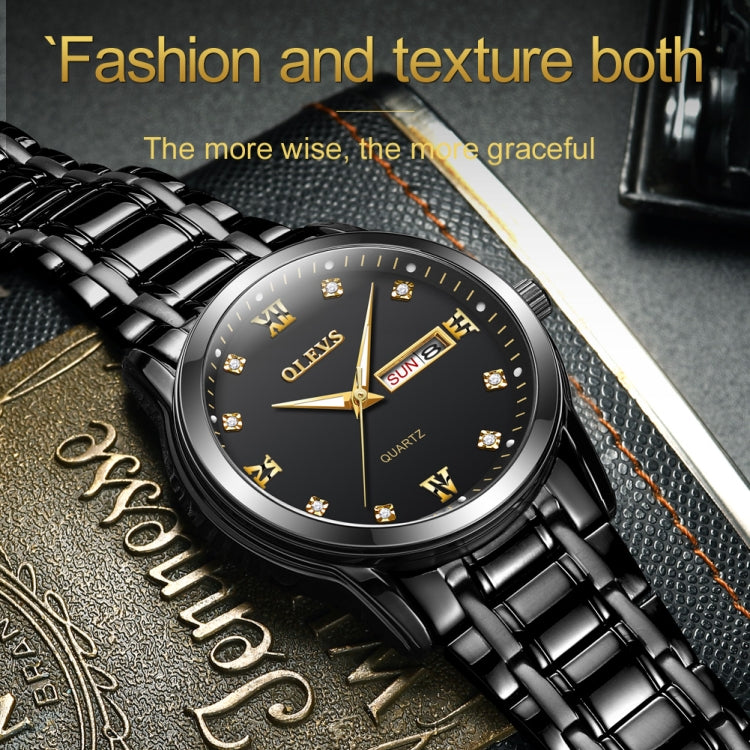 OLEVS 8691 Men Business Luminous Dual Calendar Design Waterproof Quartz Watch, OLEVS 8691 Quartz Watch (Black)