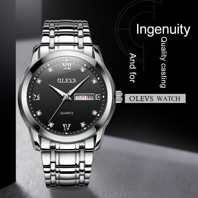 OLEVS 8691 Men Business Luminous Dual Calendar Design Waterproof Quartz Watch, OLEVS 8691 Quartz Watch (Black)