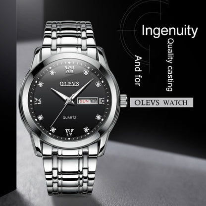 OLEVS 8691 Men Business Luminous Dual Calendar Design Waterproof Quartz Watch, OLEVS 8691 Quartz Watch (Black)