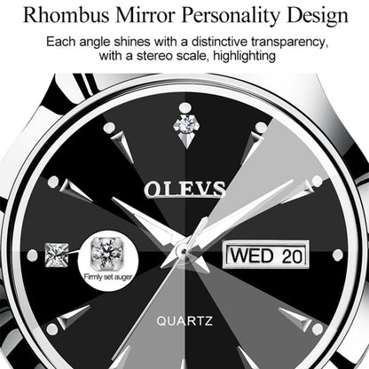 OLEVS 8697 Couple Fashion Waterproof Luminous Quartz Watch, OLEVS 8697 (Black + Rose Gold)