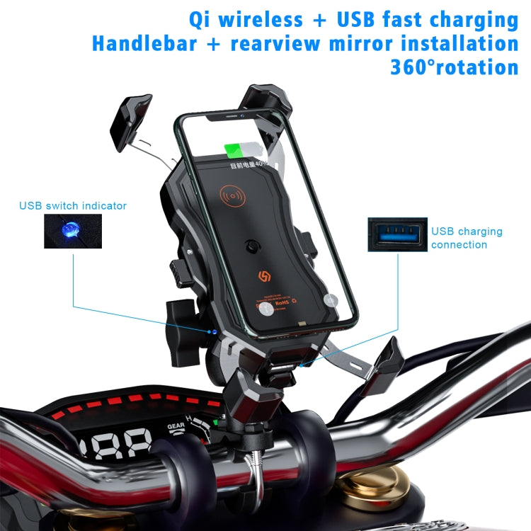 WUPP CS-1288A1 Wireless Charging + Wired Charging One-button Retractable Mobile Phone Stand, CS-1288A1