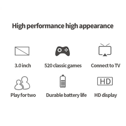S8 3.0 inch Screen Classic Handheld Game Console Built-in 520 Games, S8 / Army Green, S8 / Black, S8 / Blue